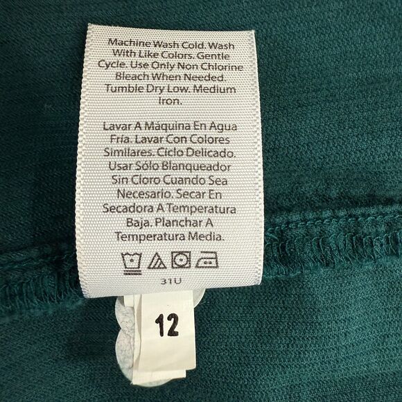 Time And Tru Green Puff Sleeve Corduroy Long Sleeve Top Women's Size L Large - Picture 5 of 10